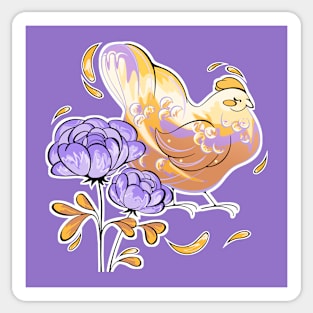 chicken and flowers Sticker